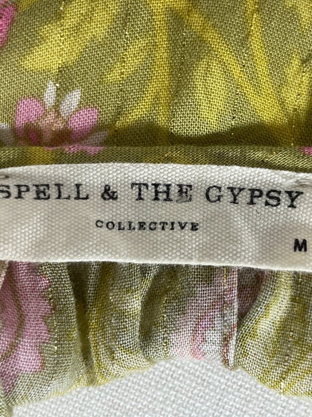 Spell & The Gypsy Collective Dahlia Green Pink Cream Tunic Mini Dress Size M - Picture 4 of 4